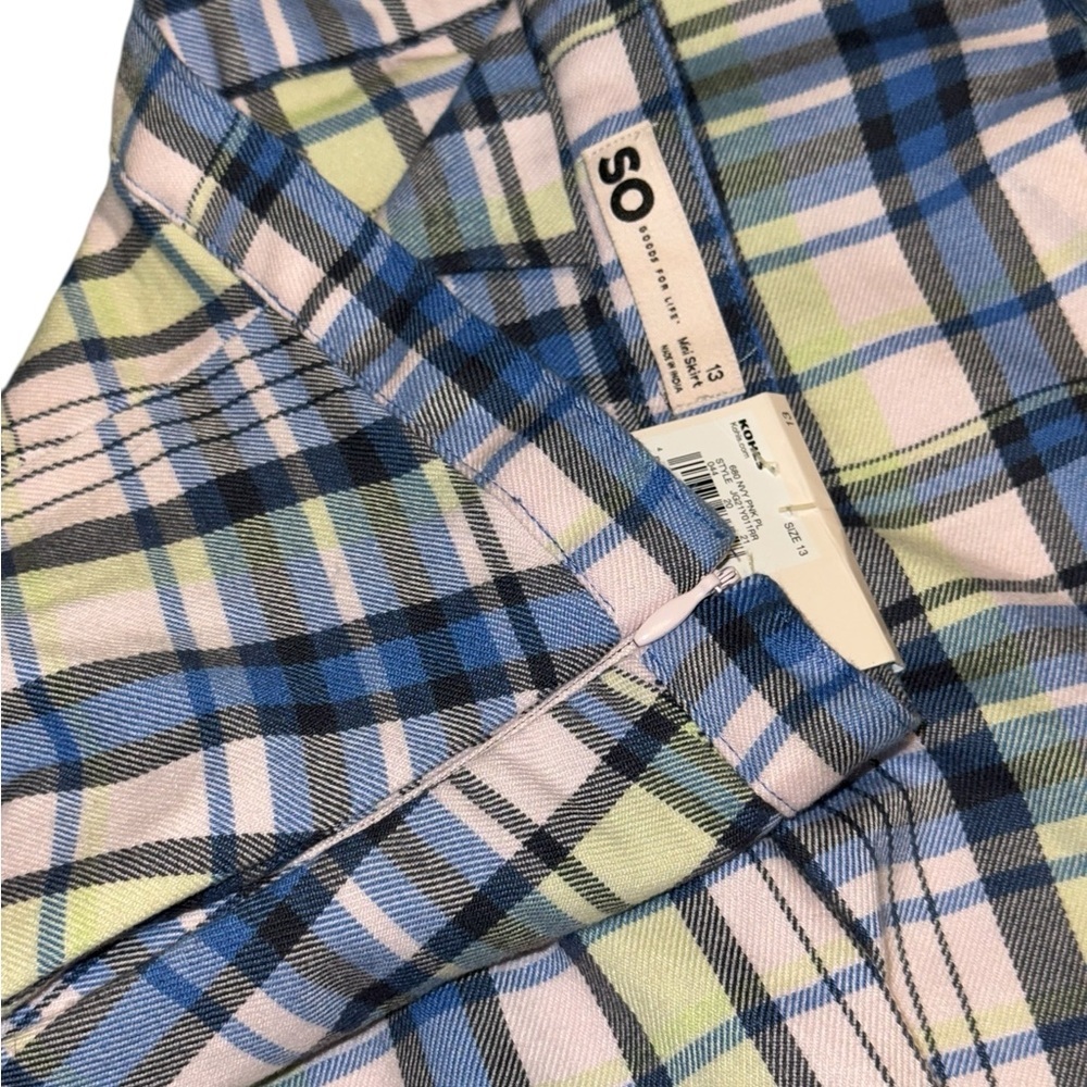 NEW SO Goods for Life Plaid Mini Skirt – Size 13 Juniors – Navy Pink Yellow - Picture 5 of 10